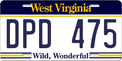 WV license plate DPD475