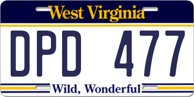 WV license plate DPD477
