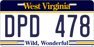 WV license plate DPD478