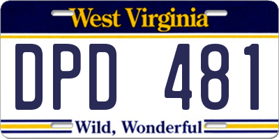 WV license plate DPD481