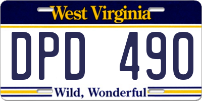 WV license plate DPD490