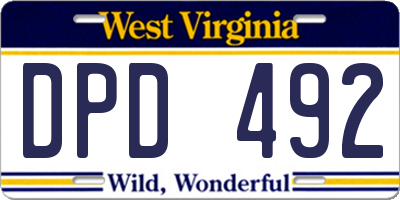 WV license plate DPD492