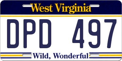 WV license plate DPD497