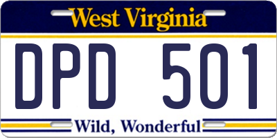 WV license plate DPD501