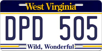 WV license plate DPD505