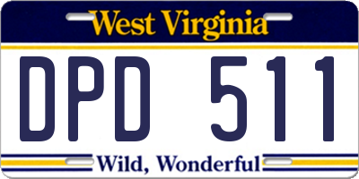 WV license plate DPD511