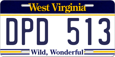 WV license plate DPD513