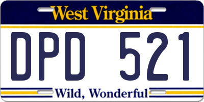 WV license plate DPD521