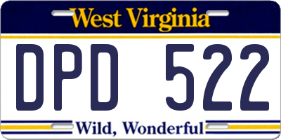 WV license plate DPD522