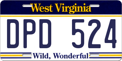 WV license plate DPD524