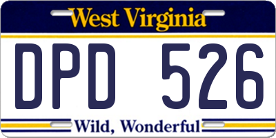 WV license plate DPD526