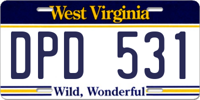 WV license plate DPD531