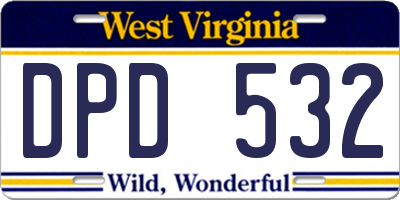 WV license plate DPD532