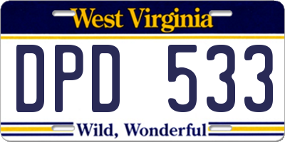WV license plate DPD533