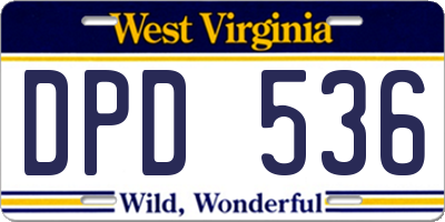 WV license plate DPD536