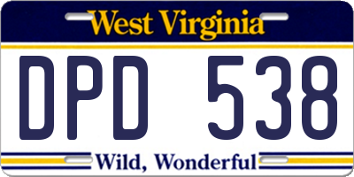 WV license plate DPD538