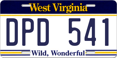 WV license plate DPD541