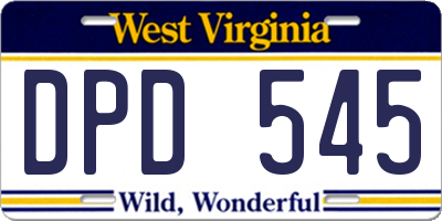 WV license plate DPD545