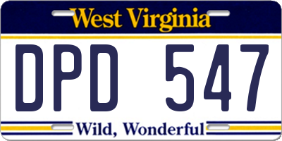 WV license plate DPD547