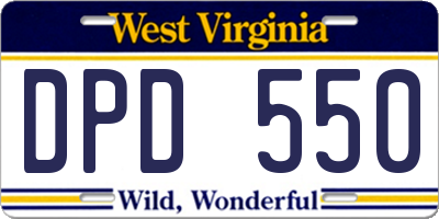 WV license plate DPD550