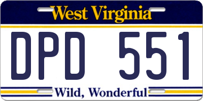 WV license plate DPD551