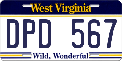 WV license plate DPD567