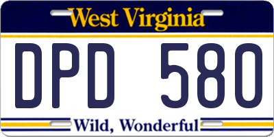 WV license plate DPD580