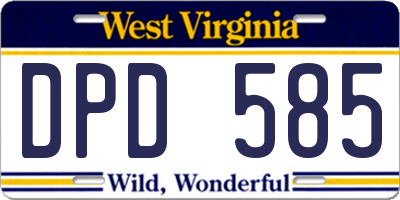 WV license plate DPD585