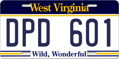 WV license plate DPD601