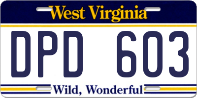 WV license plate DPD603