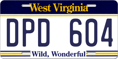 WV license plate DPD604