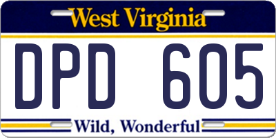 WV license plate DPD605