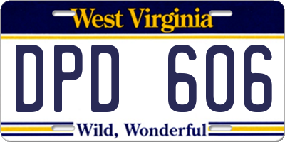 WV license plate DPD606