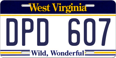 WV license plate DPD607