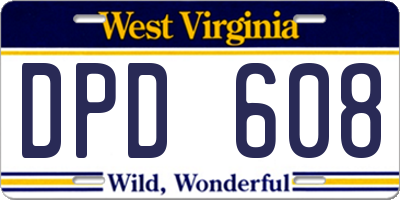 WV license plate DPD608