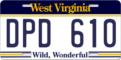 WV license plate DPD610