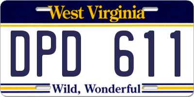 WV license plate DPD611