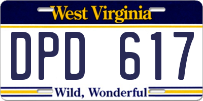 WV license plate DPD617