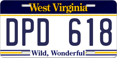 WV license plate DPD618