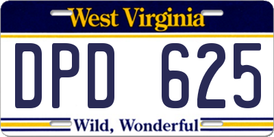 WV license plate DPD625