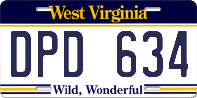 WV license plate DPD634