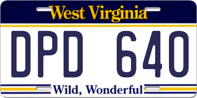 WV license plate DPD640