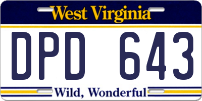 WV license plate DPD643