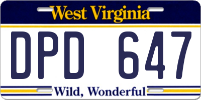WV license plate DPD647