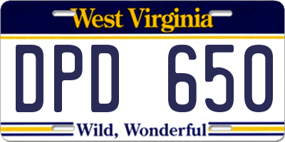 WV license plate DPD650