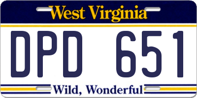 WV license plate DPD651