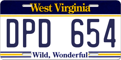 WV license plate DPD654
