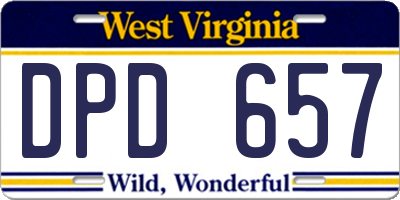 WV license plate DPD657