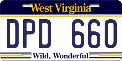 WV license plate DPD660