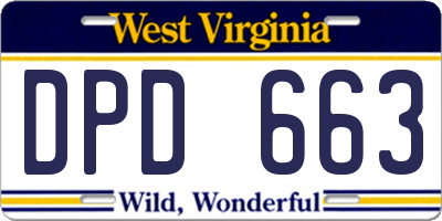 WV license plate DPD663